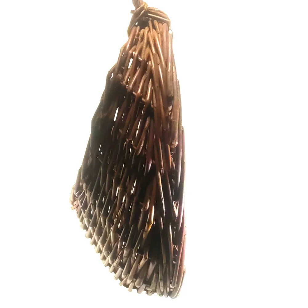 Wall Rattan Wicker Half Moon Basket Handle Plant Storage
